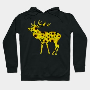 deer, stag, sunflowers, wild animal, hunting sunflower Hoodie